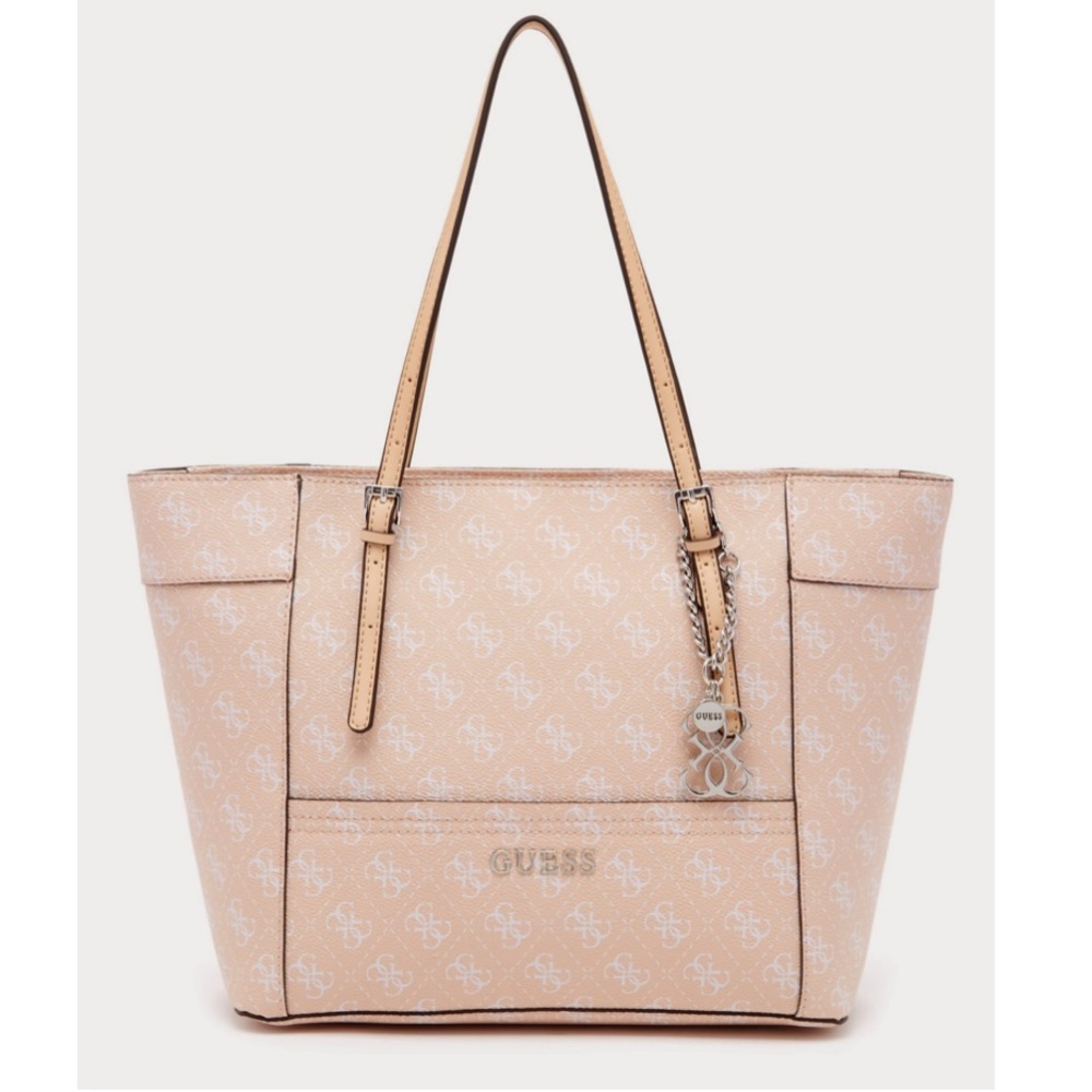 Guess Baby Pink Leather Delaney Tote Bag